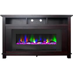 Picture of Cambridge CAM5735-2MAH San Jose Fireplace Entertainment Stand with 50 in. Color Changing Fireplace Insert & Driftwood Log Display&#44; Mahogany