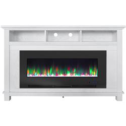 Picture of Cambridge CAM5735-1WHT San Jose Fireplace Entertainment Stand with 50 in. Color Changing Fireplace Insert & Crystal Rock Display&#44; White