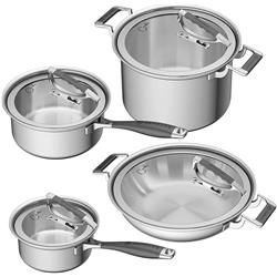 Picture of CookCraft CCB-4243 Stainless Steel Cookware Set&#44; Gray - 8 Piece