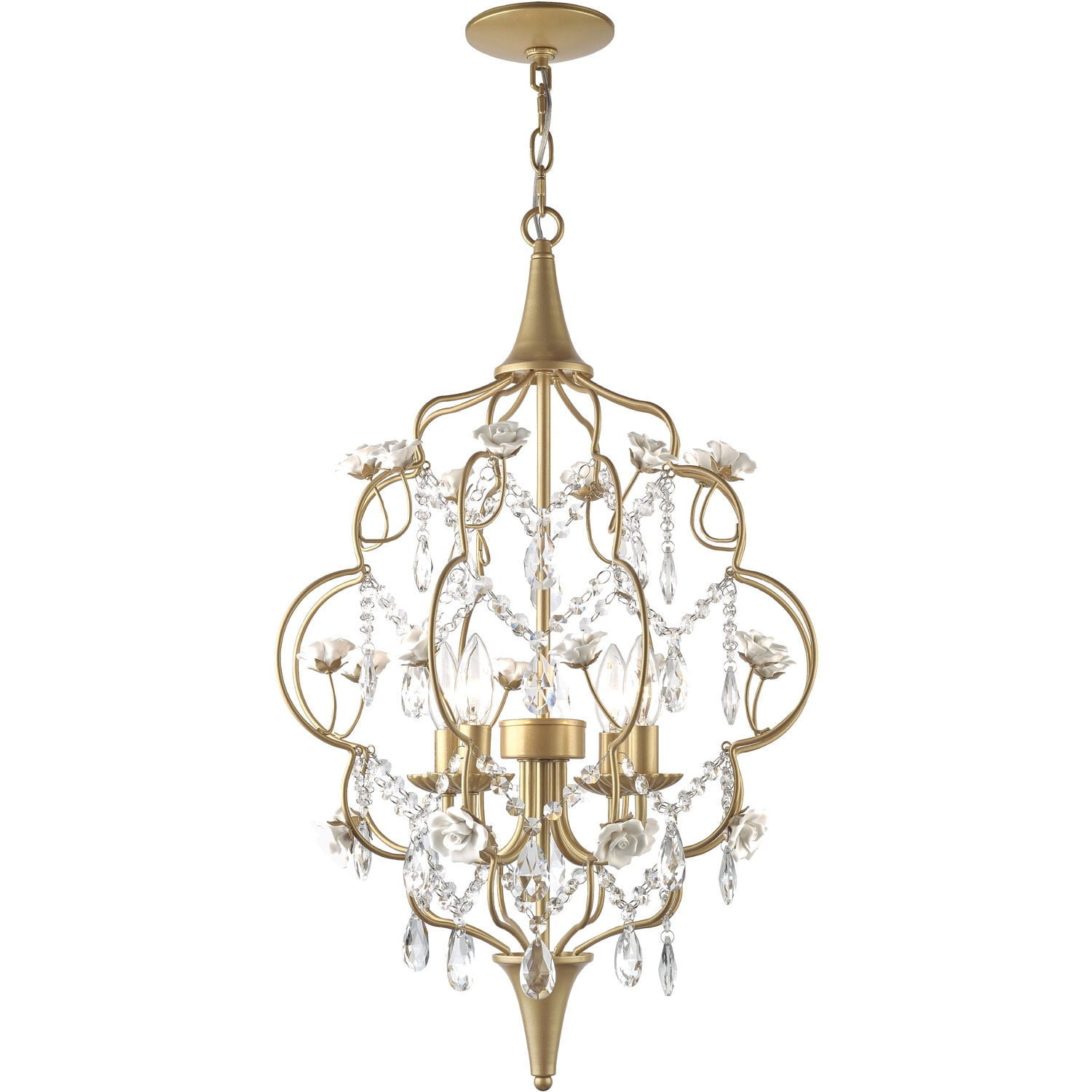 Picture of Afelem 9168-4H 19 x 27 in. Floral Chandelier&#44; Cream & Gold