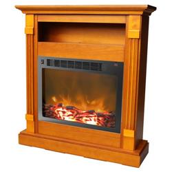 Picture of Cambridge CAM3437-1TEKLED 34 x 10 x 37 in. Fireplace Mantel with LED Electric Insert&#44; Teak
