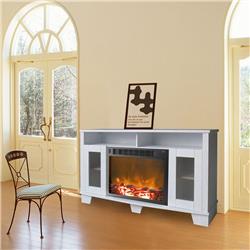 Picture of Cambridge CAM6022-1WHTLED 61.8 x 14.6 x 22 in. Fireplace Mantel with LED Electric Insert&#44; White