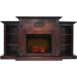 Picture of Cambridge CAM7233-1MAHLG2 72.3 x 15 x 33.7 in. Fireplace Mantel with Logs & Grate Electric Insert&#44; Mahogany