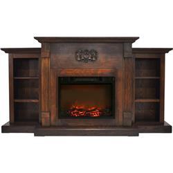 Picture of Cambridge CAM7233-1WALLG2 72.3 x 15 x 33.7 in. Fireplace Mantel with Logs & Grate Electric Insert&#44; Walnut