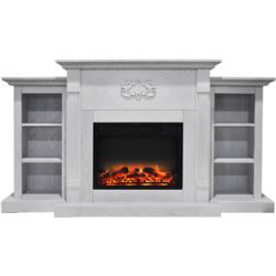 Picture of Cambridge CAM7233-1WHT 72.3 x 15 x 33.7 in. Fireplace Mantel with Log Electric Insert&#44; White