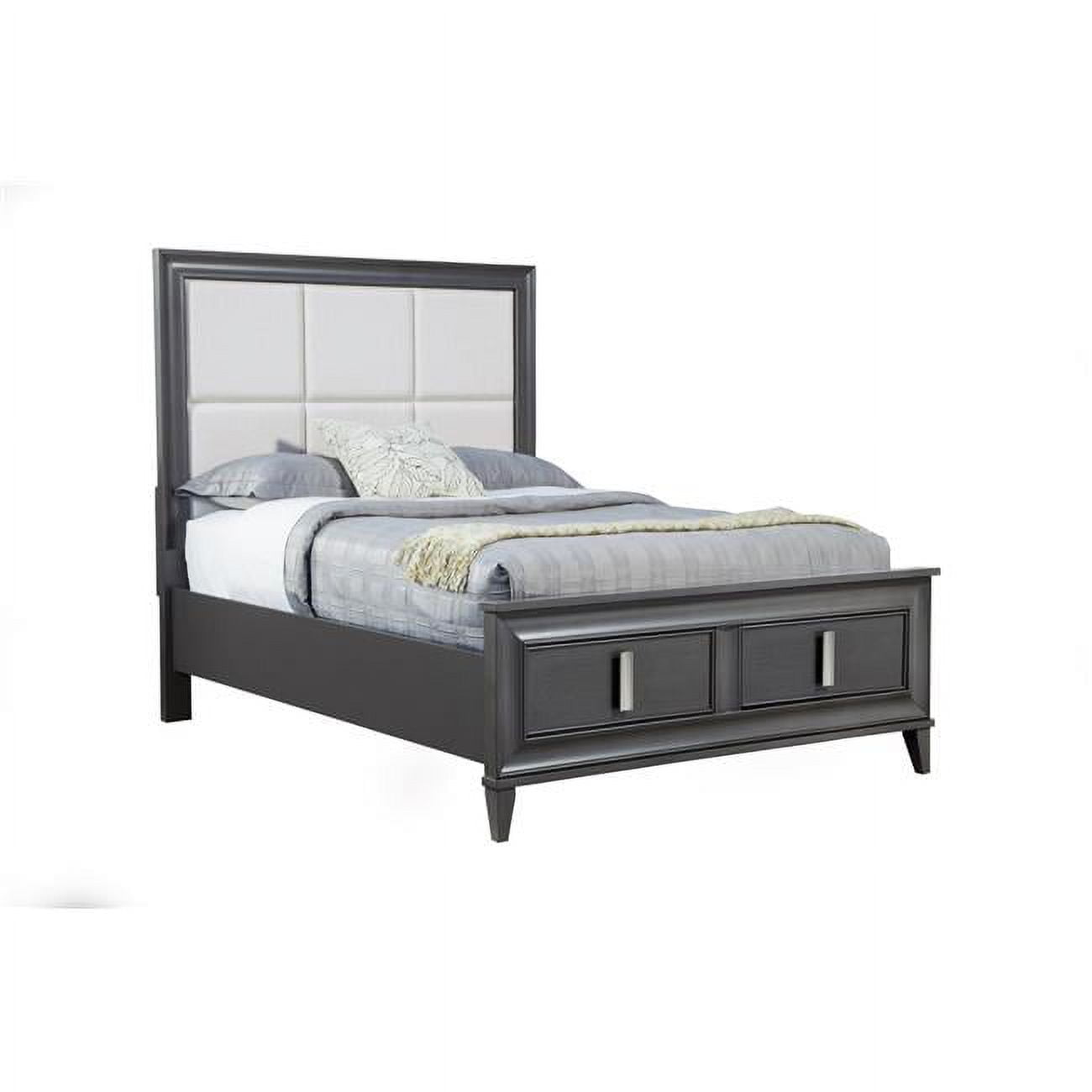 Picture of Alpine Furniture 8171-07CK Lorraine Storage Footboard Platform Bed, Dark Grey - California King Size