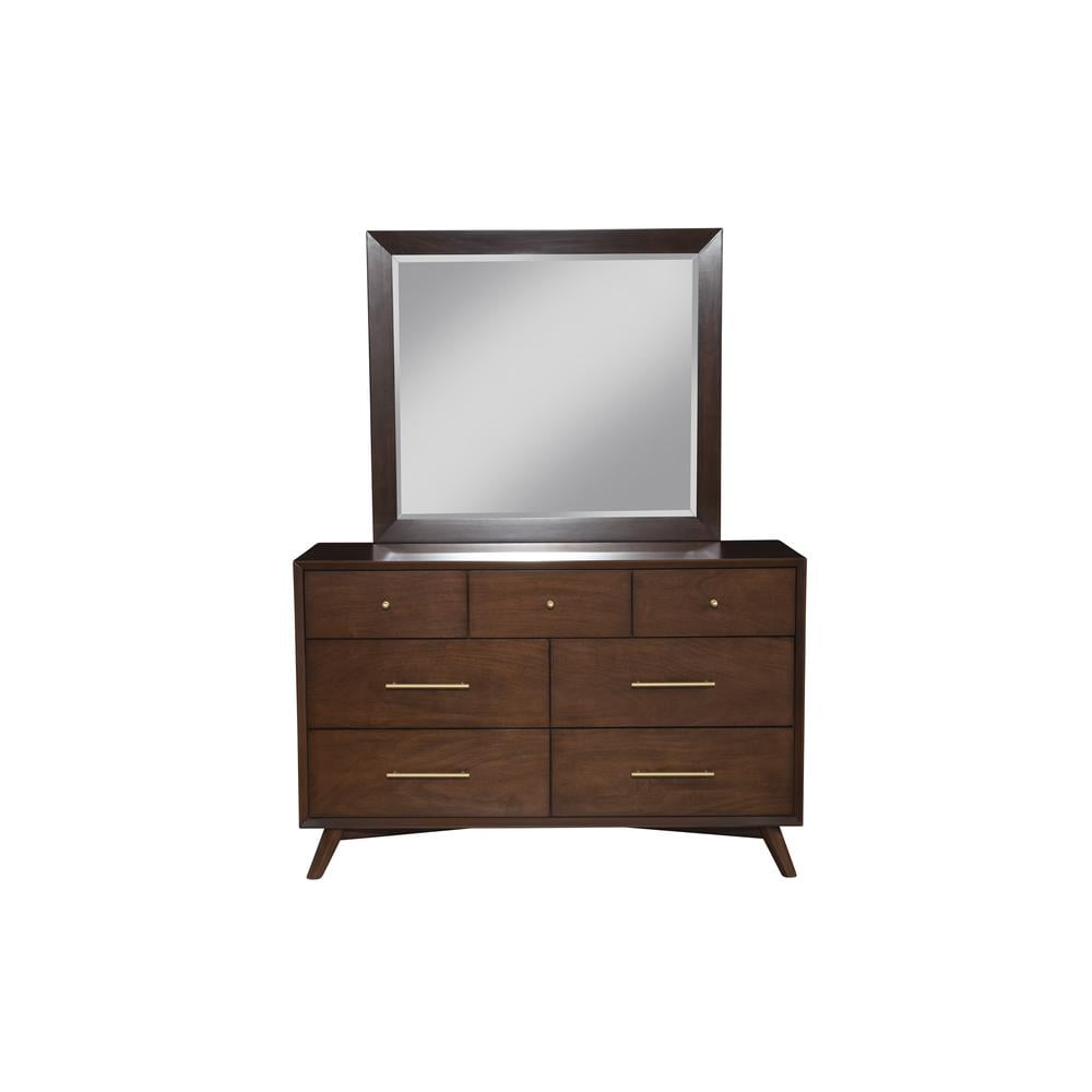 Picture of Alpine Furniture 966WAL-03 Flynn Mid Century Modern 7 Drawer Dresser&#44; Walnut
