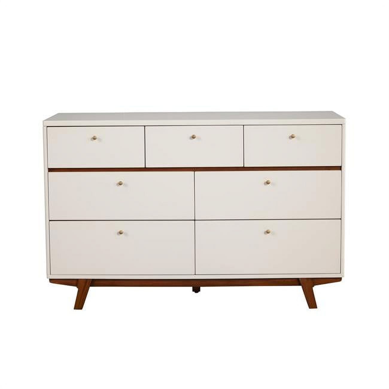 Picture of Alpine Furniture 1974-03 Dakota 7 Drawer Dresser&#44; White with Acorn Accents - 36 x 56 x 18 in.