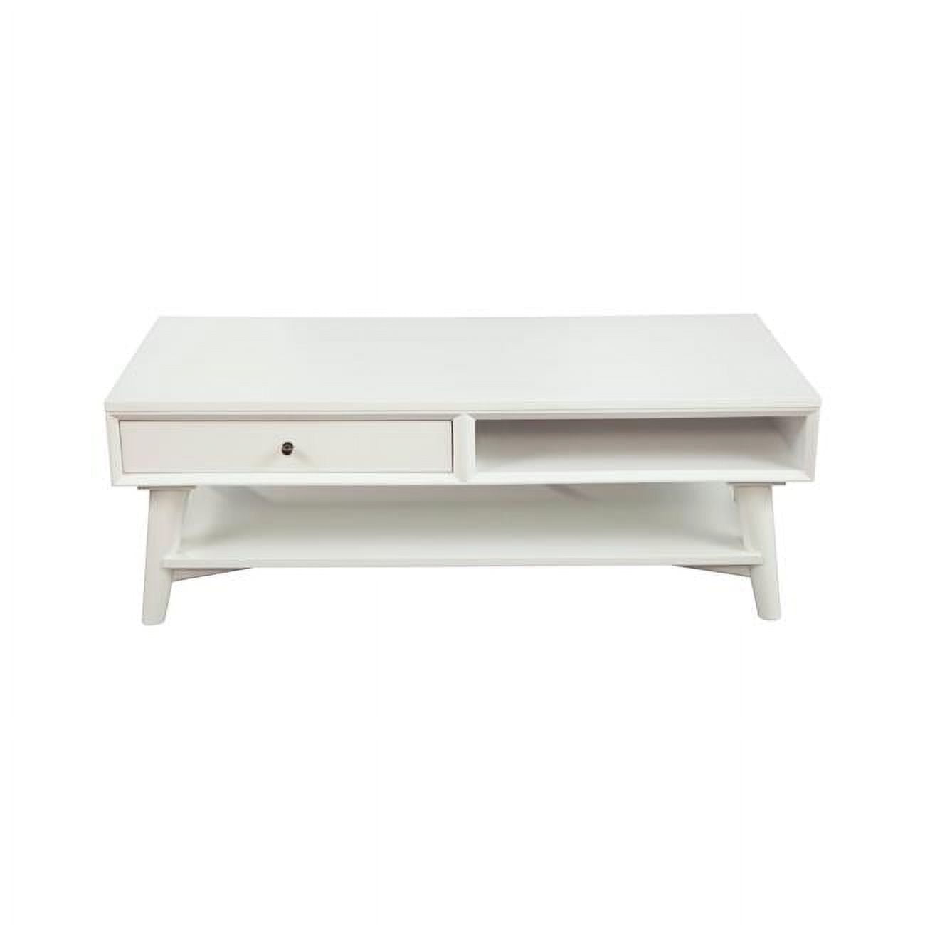Picture of Alpine Furniture 966-W-61 Flynn Mid Century Modern Coffee Table&#44; White