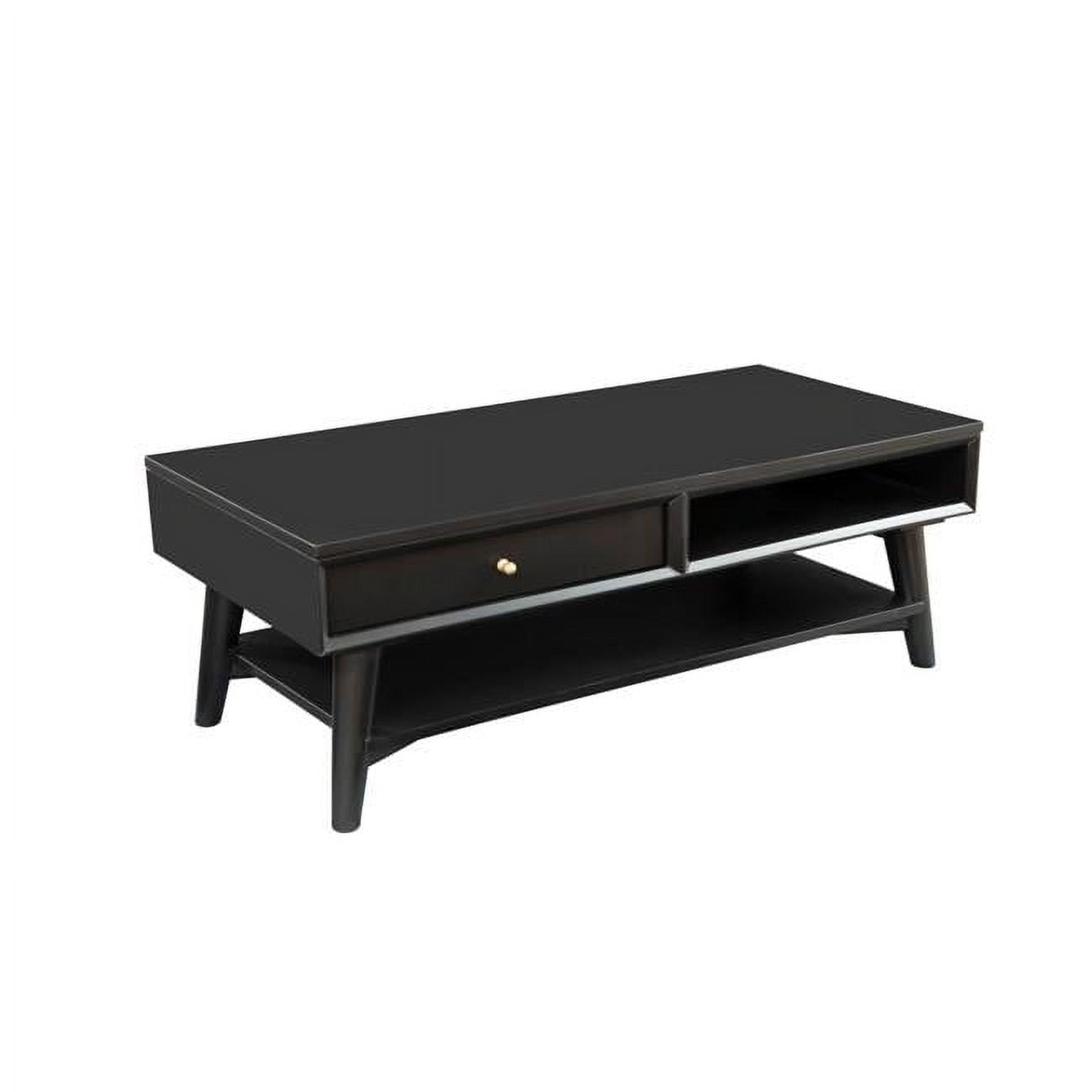 Picture of Alpine Furniture 966BLK-61 Flynn Mid Century Modern Coffee Table&#44; Black