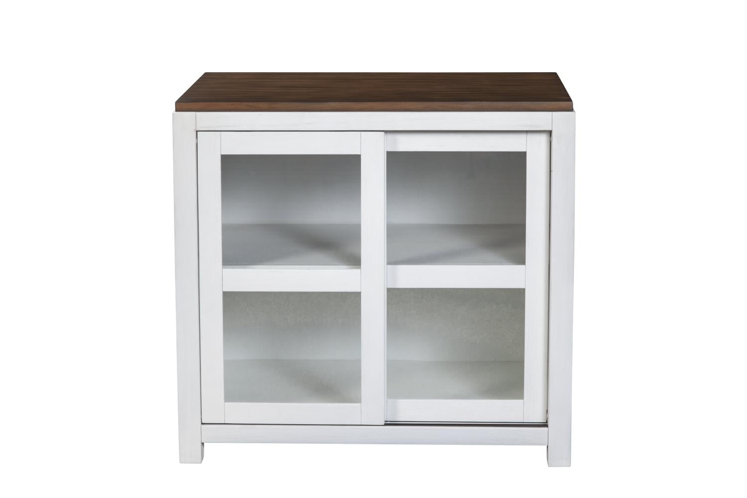Picture of Alpine Furniture 3737-34 Donham Small Display Cabinet&#44; Two-Tone Mystic Brown & White