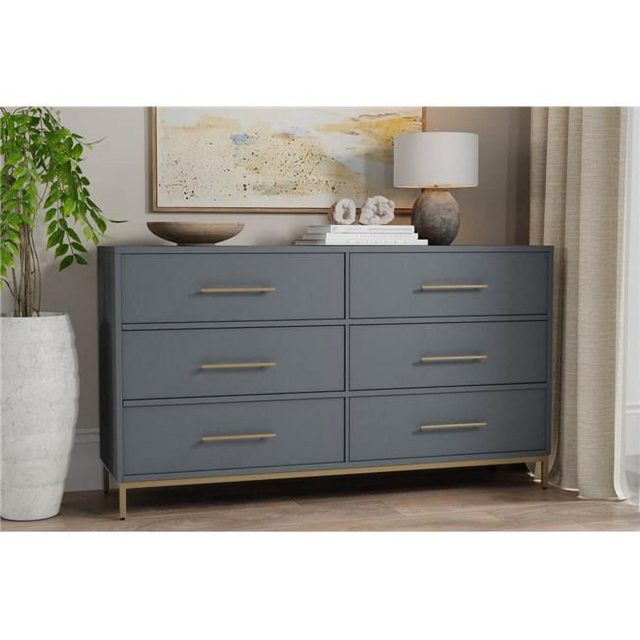Picture of Alpine Furniture 2010G-03 Madelyn Six Drawer Dresser&#44; Slate Gray