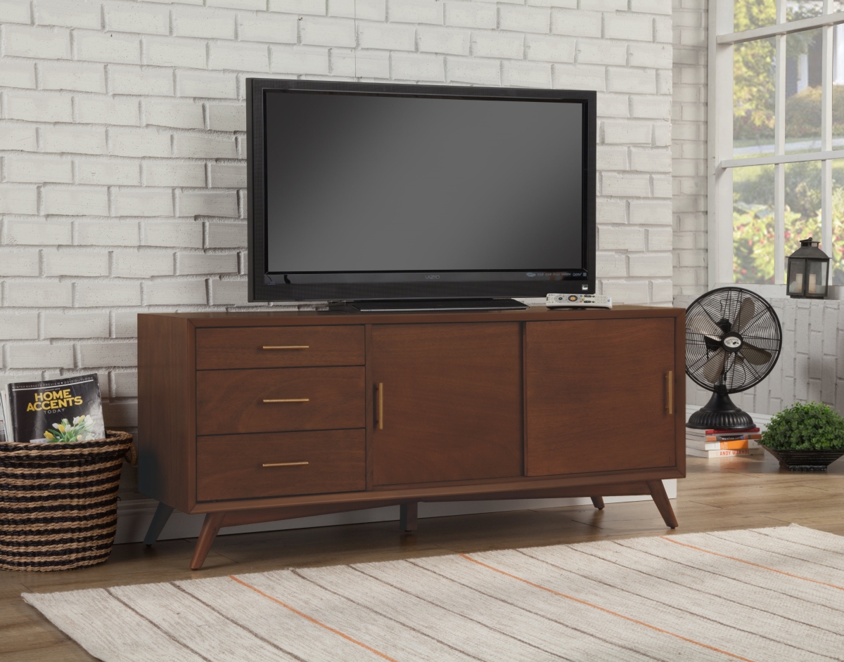 Picture of Alpine Furniture 966WAL-10 Flynn Large TV Console&#44; Walnut