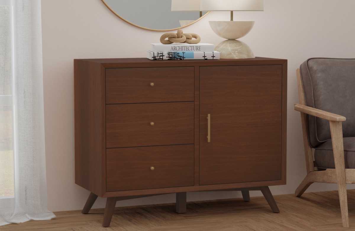 Picture of Alpine Furniture 966WAL-14 Flynn Accent Cabinet&#44; Walnut