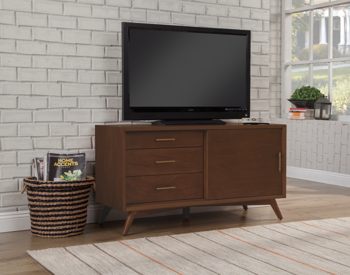 Picture of Alpine Furniture 966WAL-15 Flynn Small TV Console&#44; Walnut