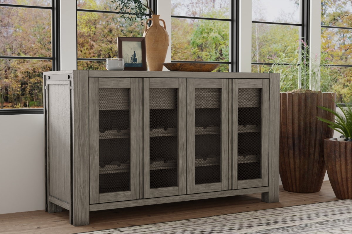 Picture of Alpine Furniture 3394-04 Fallon Sideboard&#44; Gray Pine & Black