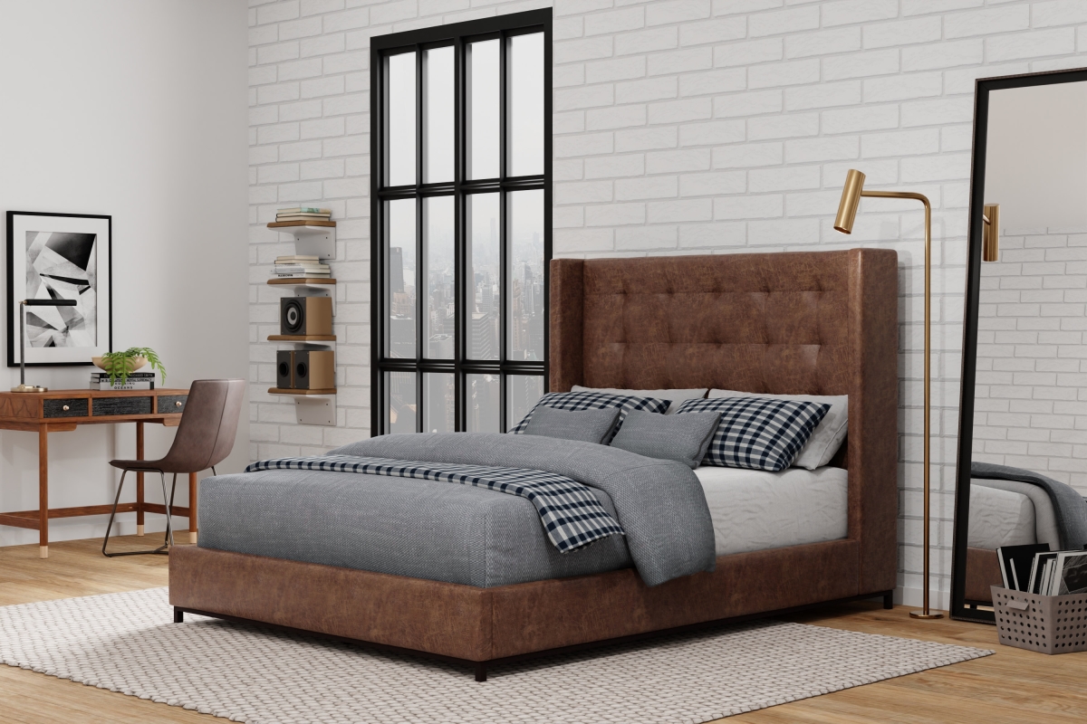 Mundo California King Bed - Brown - Platform Design - Luxurious Comfort