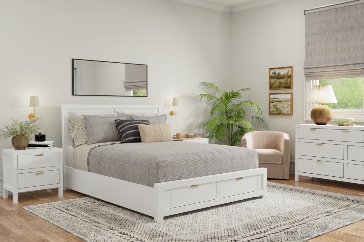 Carmel Queen Size Storage Bed, White