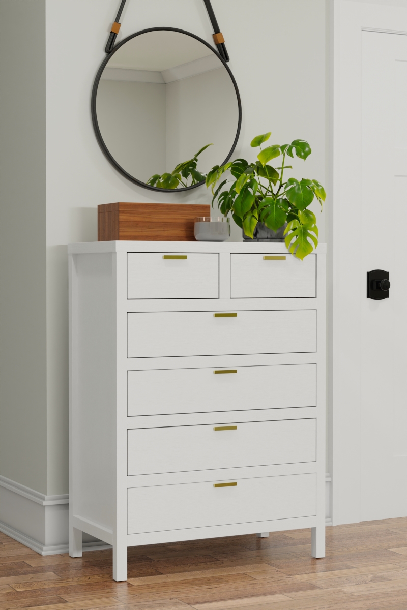 Picture of Alpine Furniture JR-W-05 Carmel 6 Drawer Chest&#44; White