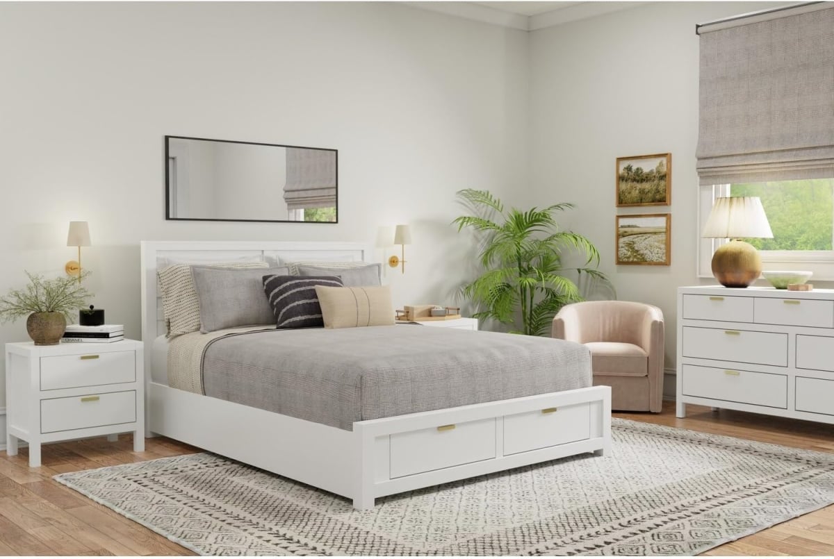 Carmel Full Size Storage Bed - White - Full - 2 Storage Drawers