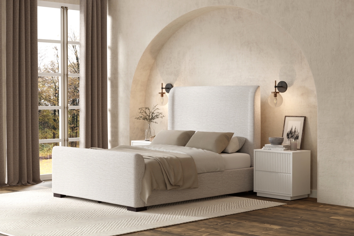 Picture of Alpine Furniture 8322EK Adele Standard King Size Bed&#44; Beige