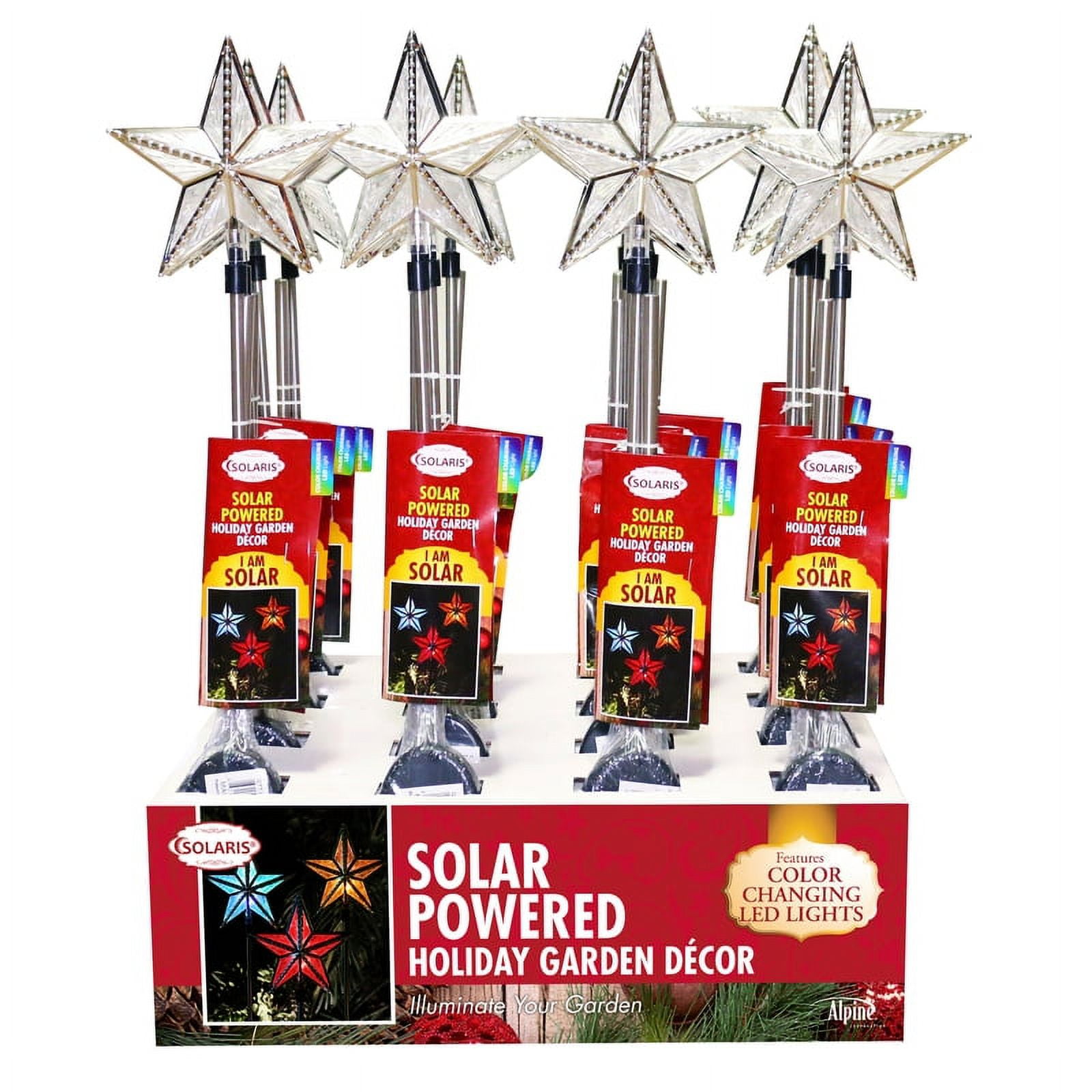 Picture of Alpine Corp QTT300ABB Solar Star Stake with Color Changing LED Lights Pack of 16