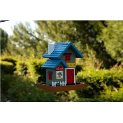 Alpine ACM112 9 in. Colorful Bird Feeder Hanging - Blue, Red & White