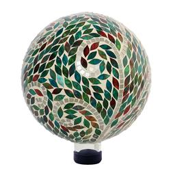Alpine HGY286 Multi Color Mosaic Gazing Globe with Leaf Pattern, 11 in.
