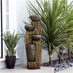Alpine TZL304 Cascading Mossy Jars Fountain with LED Lights