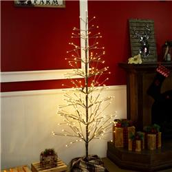 Flocked Brown Christmas Tree with Warm White LED Lights
