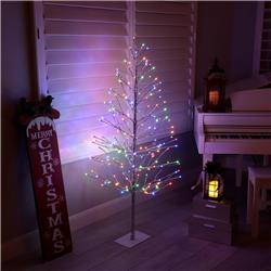 Alpine BYS144MC Silver Christmas Tree Decor with Multi-Colored LED Lights