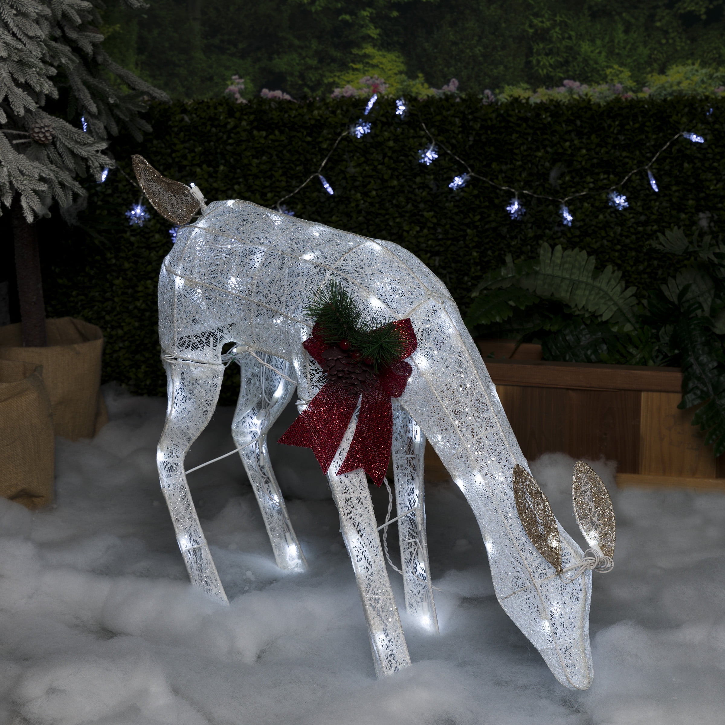 White Grazing Light Up Mesh Deer Decor