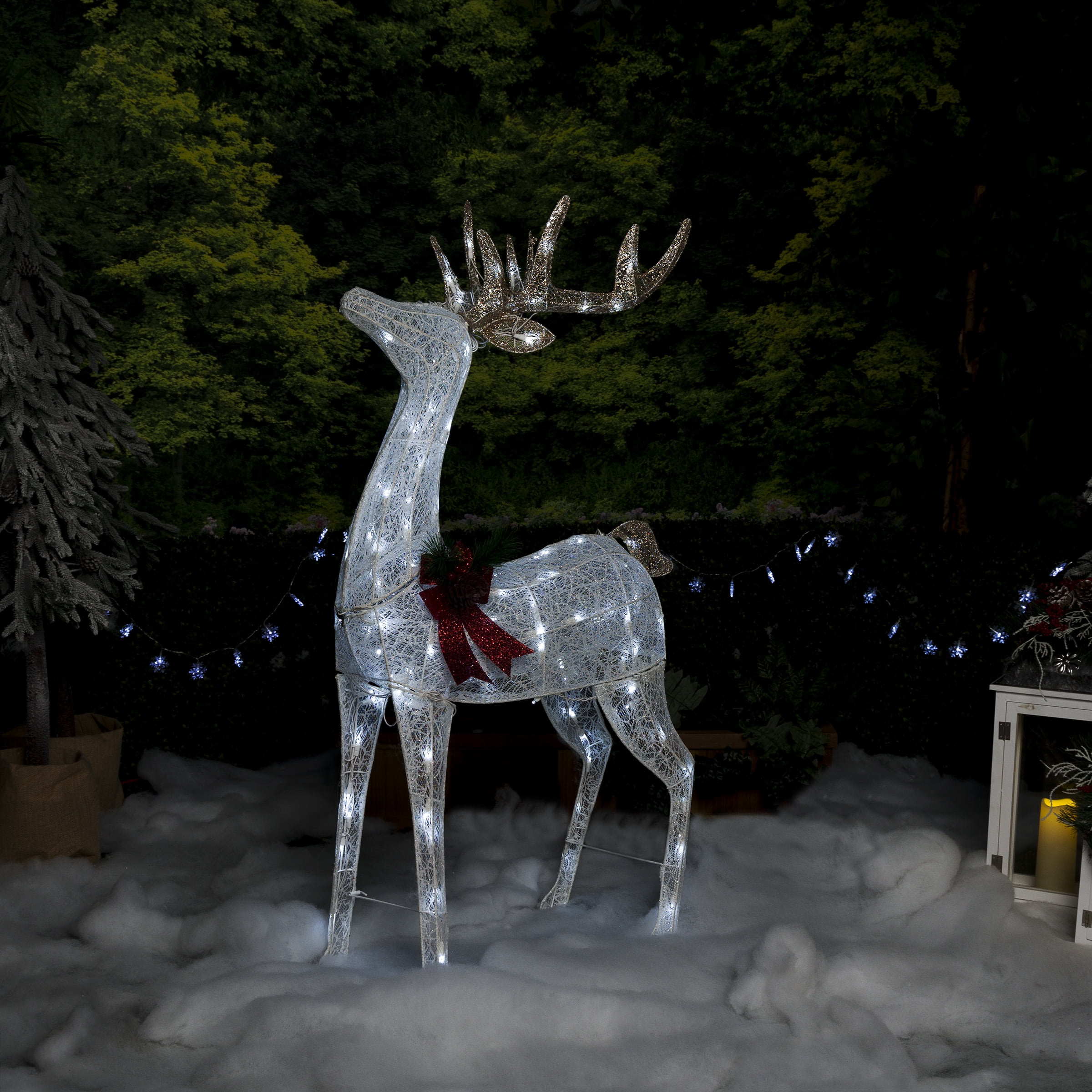 Picture of Alpine WDR152 White Light Up Mesh Deer Decor