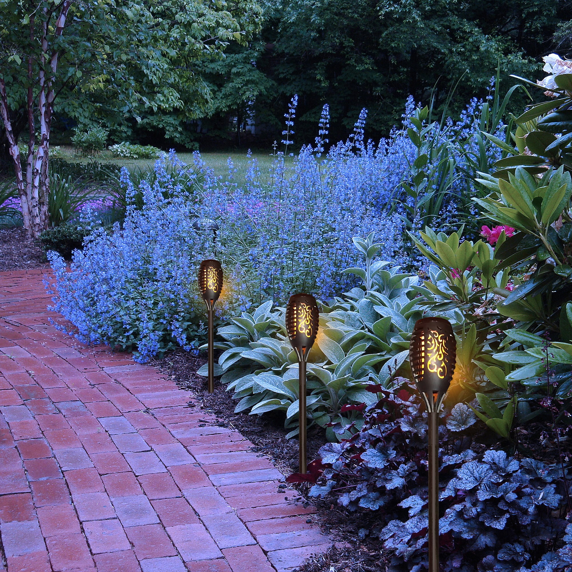 Picture of Alpine QMC250SLR-6 Solar Black Torch Flame Pathway LED Light - SET of 6