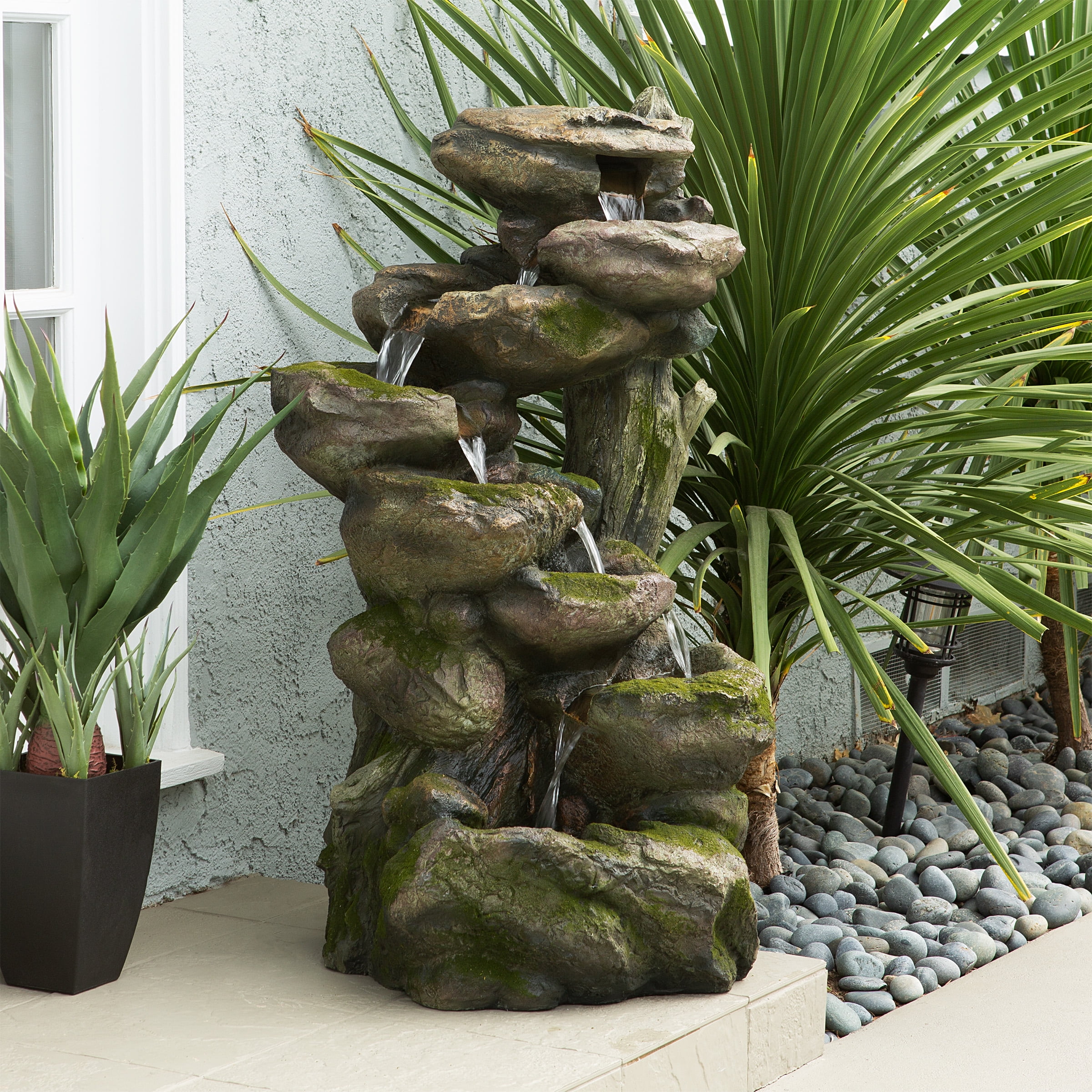8-Tier Rock Fountain with LED Lights