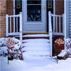 Alpine QLP1316SLR-2 Solar Peppermint Candy Stake with LED Lights - Set of 2