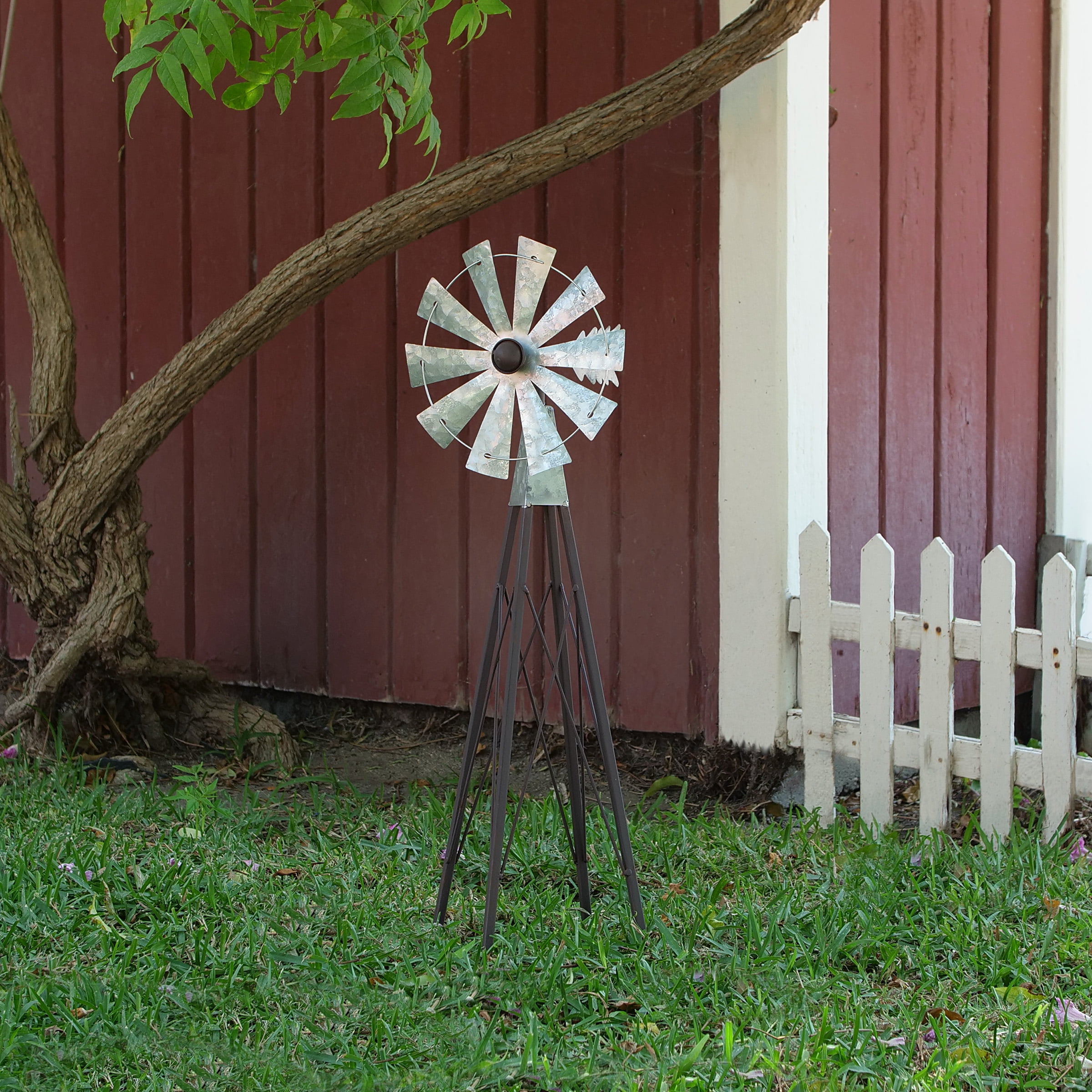 Rustic Bronze & Silver Metal Mini Windmill