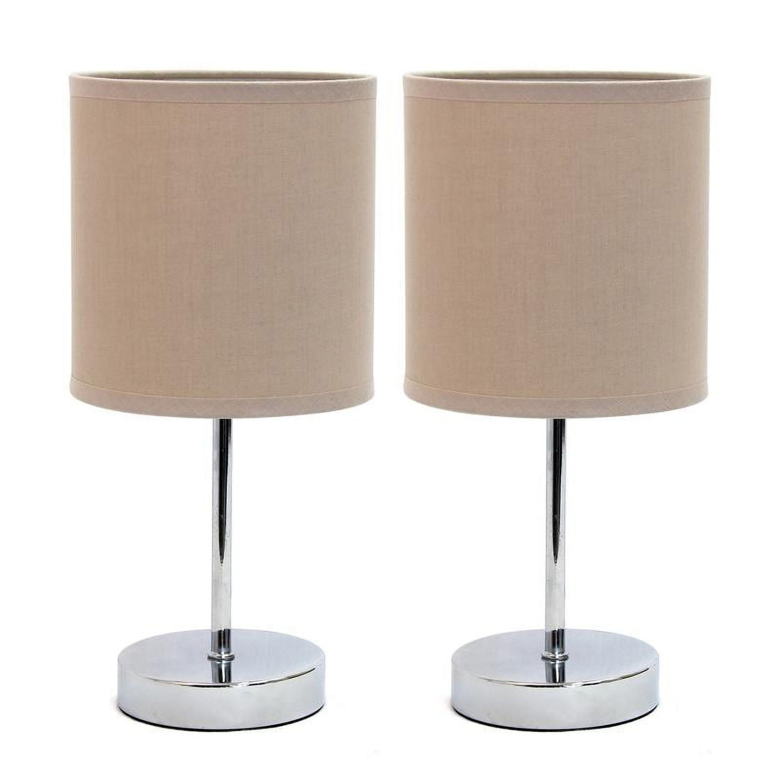 Picture of Simple Designs Chrome Mini Basic Table Lamp with Fabric Shade 2 Pack Set