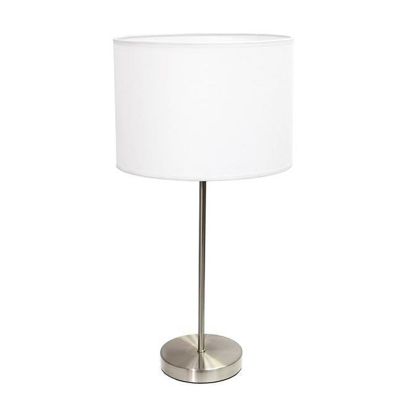 Picture of Simple Designs Brushed Nickel Stick Lamp with Fabric Shade&amp;#44; White