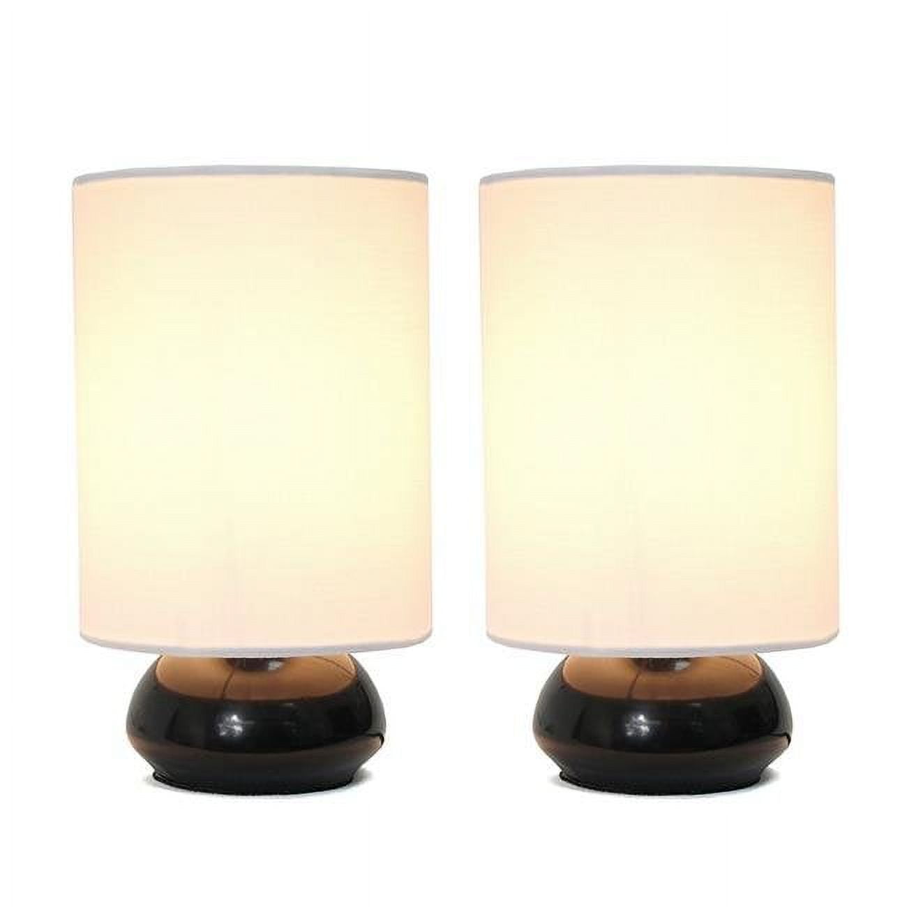 Picture of Alltherages LT2043-BLK-2PK Gemini Mini Touch Lamp with Brushed Nickel Base & Fabric Shades&#44; Pack of 2