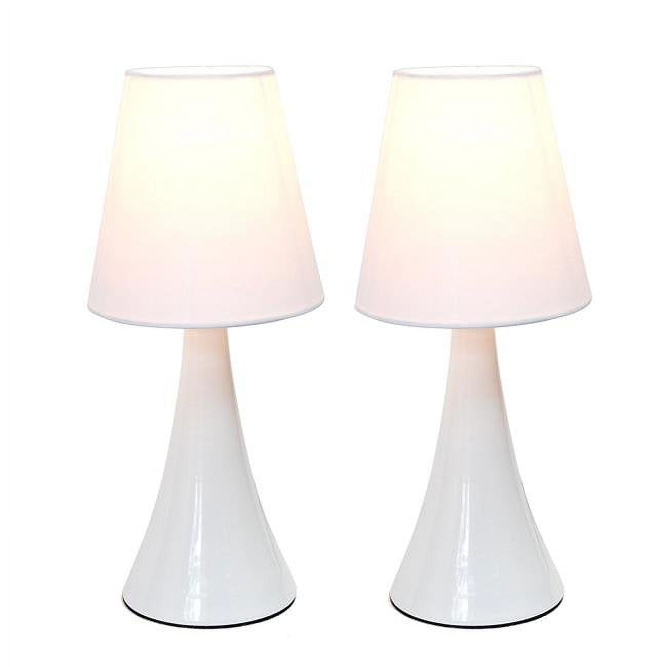 Picture of Simple Designs Valencia Colors 2 Pack Mini Touch Table Lamp Set with Fabric Shades&amp;#44; White