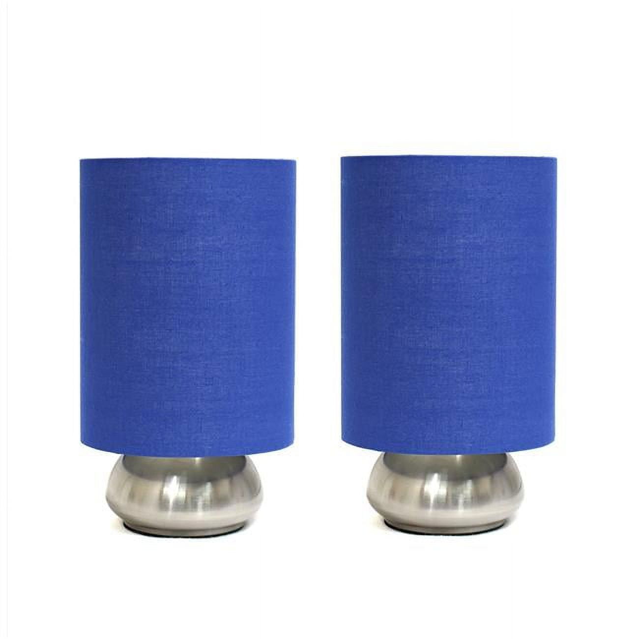 Picture of Alltherages LT2013-BLU-2PK Basic Table Lamp with Blue Shade - Sand Nickel&#44; Pack of 2