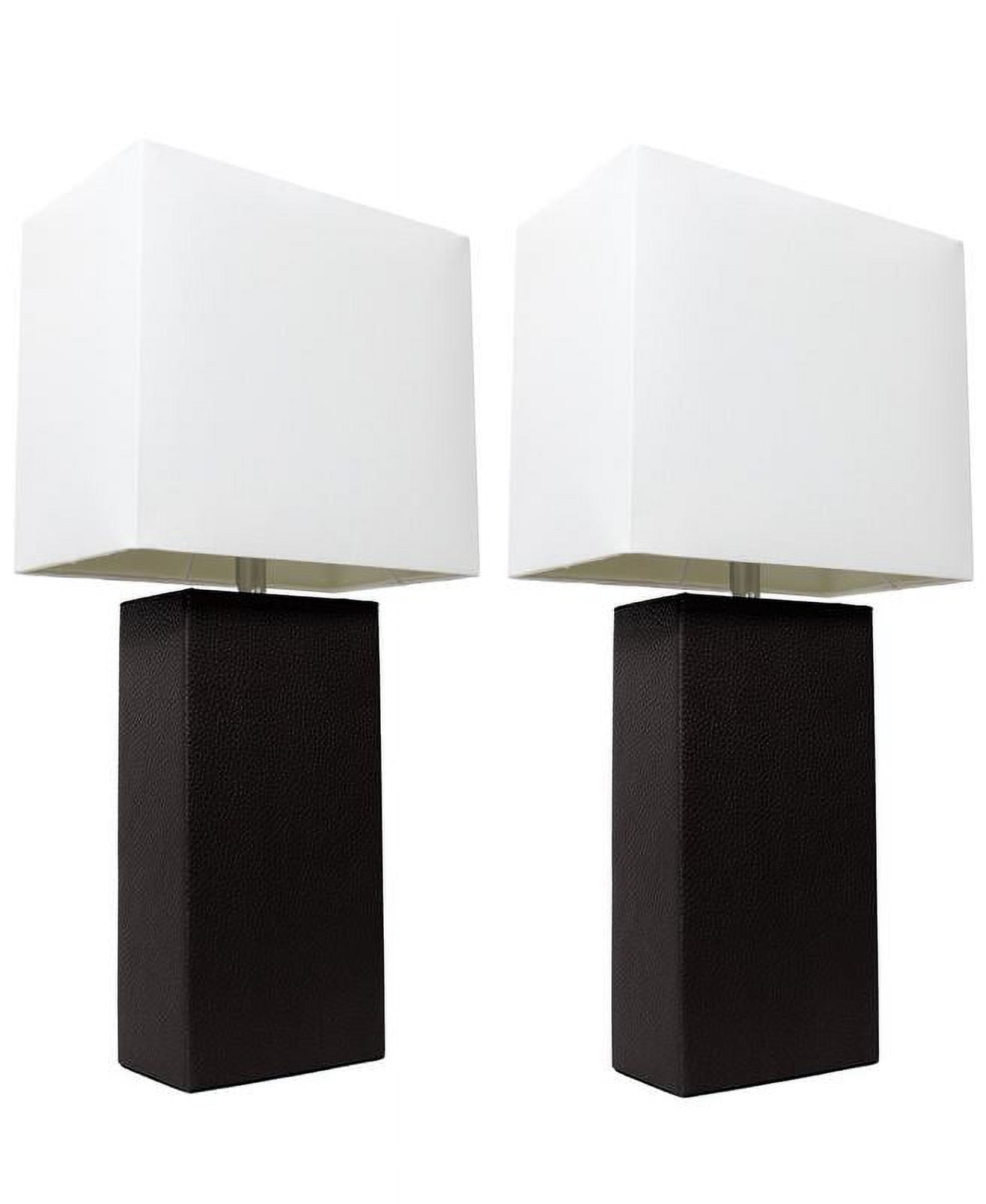 Picture of Elegant Designs 2 Pack Modern Leather Table Lamps with White Fabric Shades&amp;#44; Purple