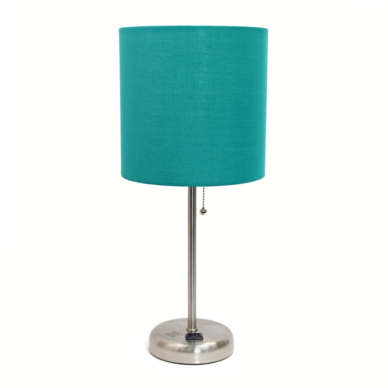 Picture of Alltherages LT2024-TEL Lime Lights Stick Lamp with Outlet&#44; Teal Fabric Shade