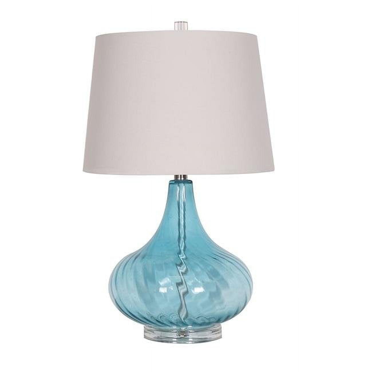 Picture of Elegant Designs Glass Table Lamp with Fabric Shade&amp;#44; Light Blue 