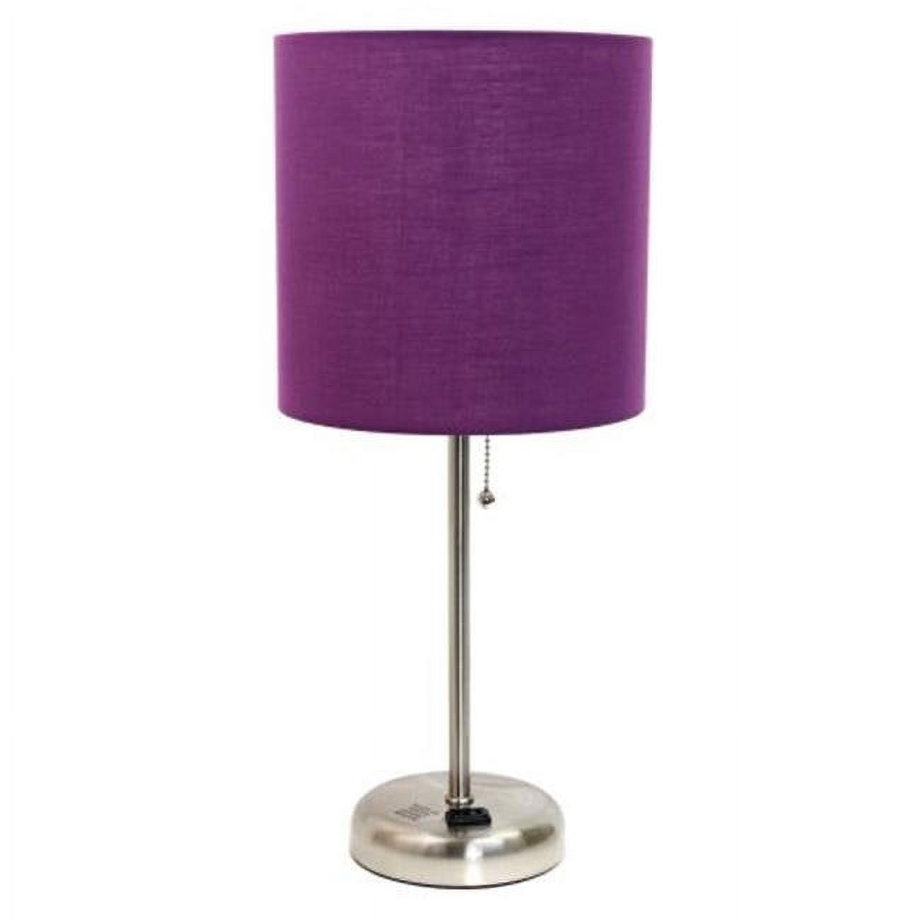 Picture of Alltherages LT2024-PRP LimeLights Stick Lamp with Outlet&#44; Purple Fabric Shade