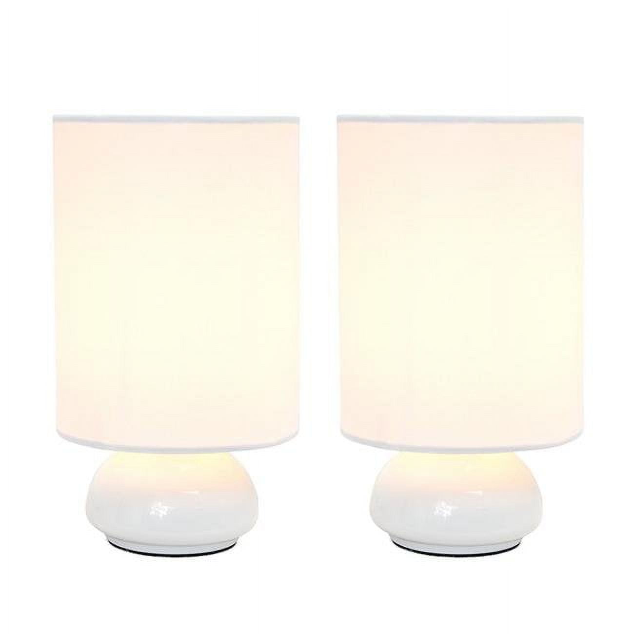 Picture of Alltherages LT2043-WHT-2PK Gemini Two Pack Mini Touch Lamp with Brushed Nickel Base & Fabric Shades