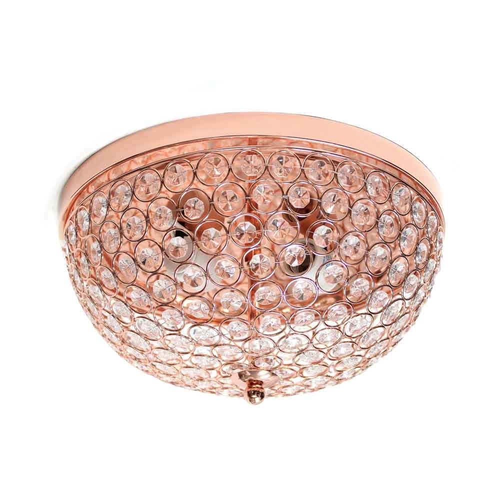 Picture of Elegant Designs 2 Light Elipse Crystal Flush Mount Ceiling Light&amp;#44; Rose Gold