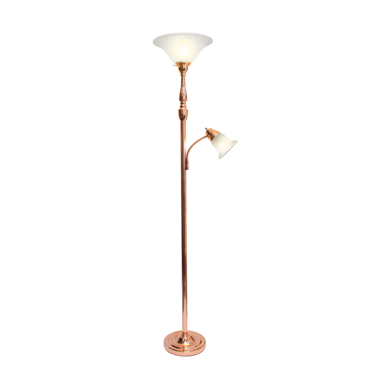 Picture of Elegant Designs 2 Light Mother Daughter Floor Lamp with White Marble Glass&#44; Rose Gold