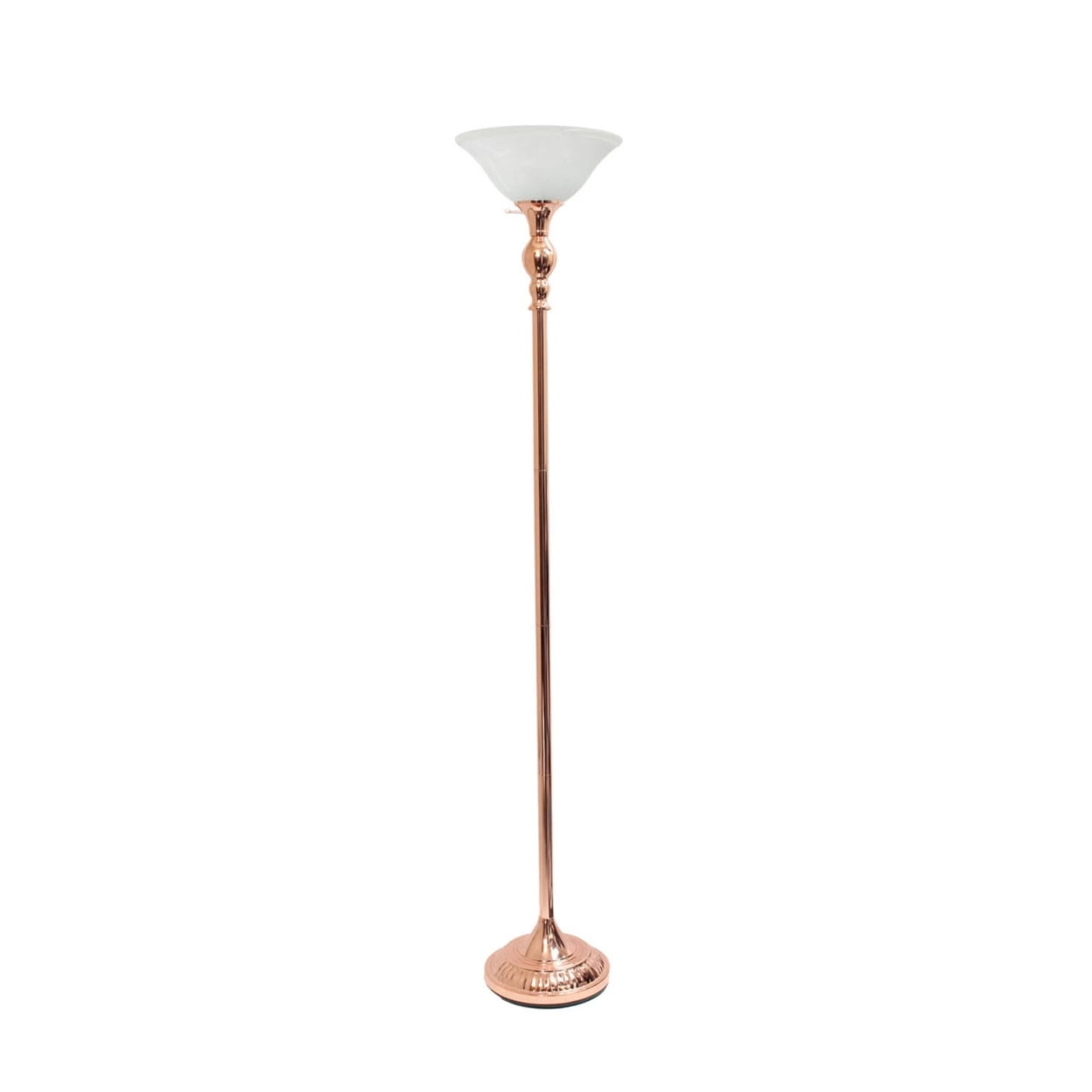 Picture of Elegant Designs 1 Light Torchiere Floor Lamp with Marbleized White Glass Shade&#44; Rose Gold